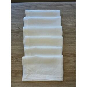 Sur La Table Linen Napkins Set of 6 White Hemmed 100% Linen cottagecore